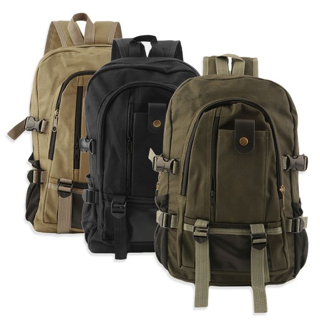 Men'S Outdoor Sport Vintage Canvas Military Backbag Shoulder Travel Hiking  Camping School Bag Backpack 