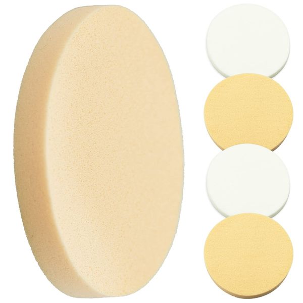 4 Packs White Makeup Sponge Round Face Paint Sponge Set Washable Powder Puff Foundation Sponges for Liquid Makeup Dry and Wet Dual Face Latex Makeup Beauty Reusable Make up Pads for Adults