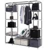 Portable Folding Clothes Closet Wardrobe Storage Organizer with Non-Woven Fabric Dust Resistant 150 x 45 x 175 cm (Gray)
