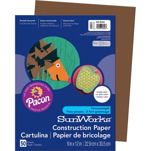 Sunworks Construc Ppr Dark Brn 9x12 Arts & Crafts Paper Pac6803 Pacon Corporation