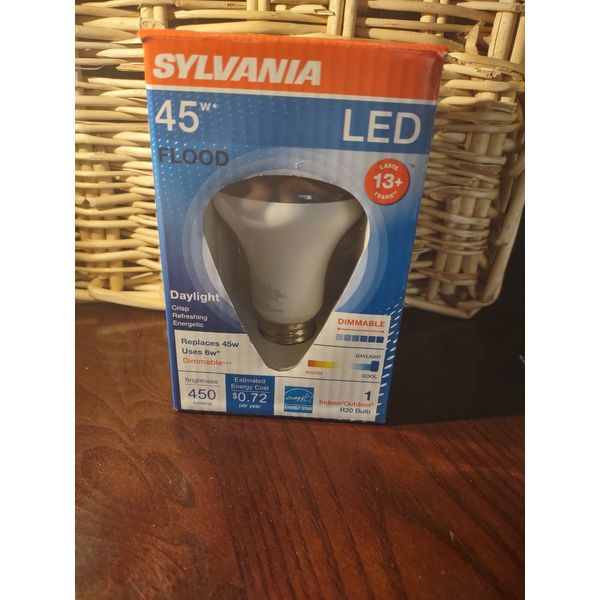  Sylvania LED R20 bulb 45 watt equivalent, Dimmable, Daylight, Indoor