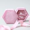 Pink Positive Double Ring Holder Ring Box in Pink Velvet Ring Box
