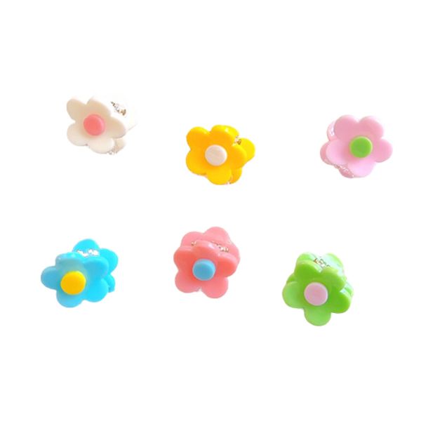 EZ PEACH Hair Claw Mini Hair Accessories, Women's Hair Clip, Small, Hair Clip, Hair Clip, Hair Ornament, Round Flowers, Small, Small, Bob, Cute, Accessories, Set of 6 (Rainbow)