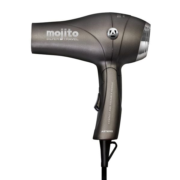 Artero Mojito Travel Hair Dryer Foldable With Diffuser, Nozzle & Bag Power: 1000W silver colours