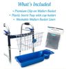 Bundle: Premium Wire Walker Basket with Free Washable Basket Liner (Blue)
