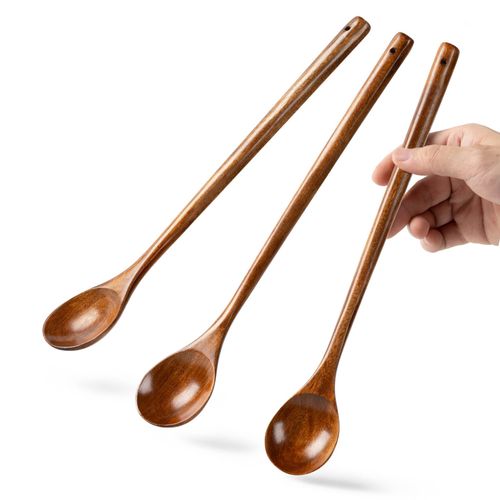Hefild 3PCS Large Wooden Spoons for Cooking, 13Inch Extra Long Handle Wood spoons for Eating Pasta Mixing Stirring Tasting Baking, Bulk Spoons for Serving, Big Cooking Utensils Set