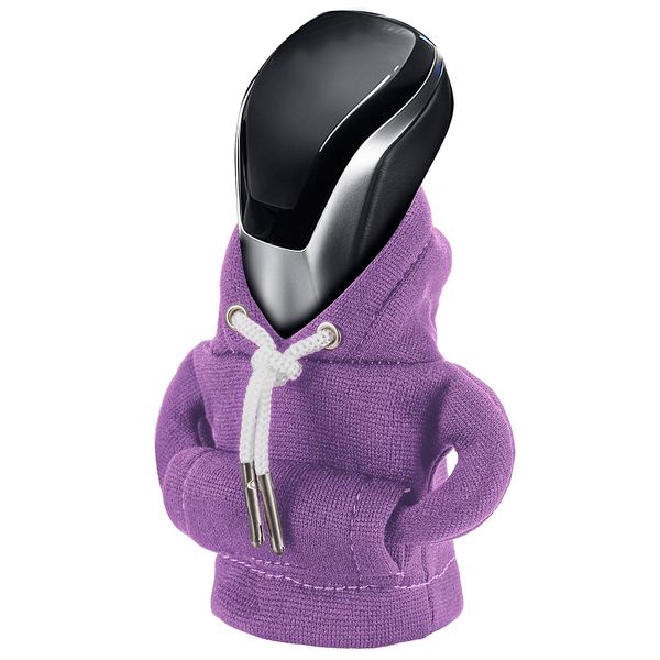 Gear Shift Hoodie, Universal Car Shift Knob Cover, Mini Hoodie for Car Shifter, Automotive Interior Cute Gadgets Car Accessories and Decorations Purple