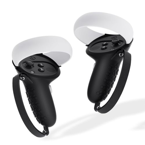 SUPERUS Controller Grips Cover for Oculus Quest 2, Non-Slip Texture - VR Accessories Compatible with Meta Quest 2, Silicone Controller Grip Covers with Adjustable Ankle Straps