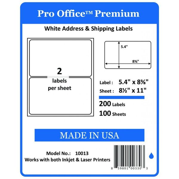 200 Pro Office Premium Round corner Self Adhesive Blank Shipping Labels 2/Sheet