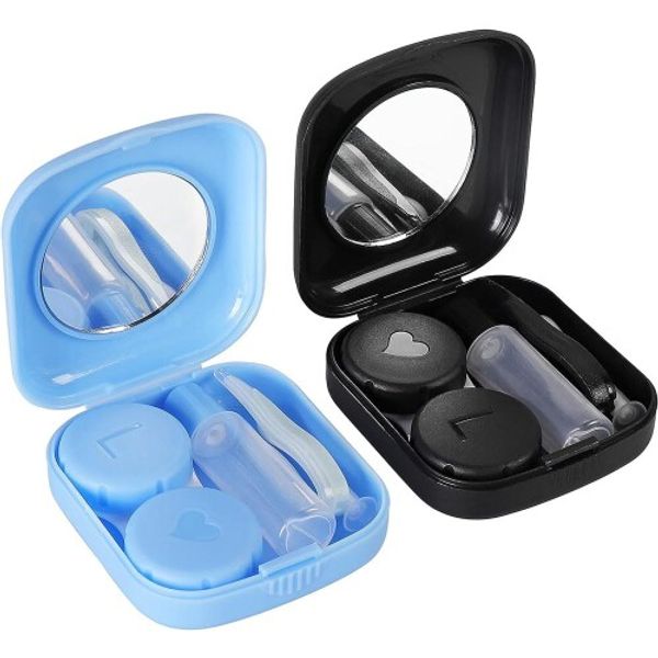 Colored contact lens case, hard contact lens case, mini contact lens, contact lens storage case, suitable for hard contact lenses, soft contact lenses, colored contact lenses, lightweight, made of plastic, leak-resistant design, easy to carry, easy to sto