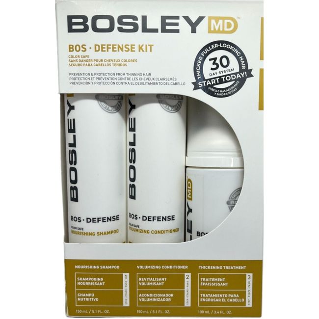 Bosley MD Color Safe Defense Kit for Thinning Hair Three Piece Kit