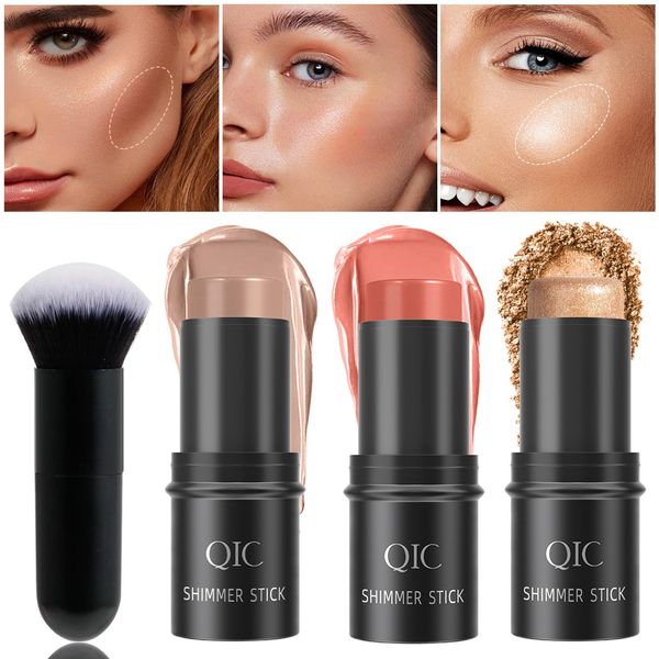 3 Pcs Kontur Stick Makeup Kit, Schattierungen Mit Creme Bronzer Kontur Highlighter Und Erröten Stick, Leicht Sculpt Die Wangen Nicht Fettig Wasserdicht Lang Anhaltende Matte Dewy Effekt