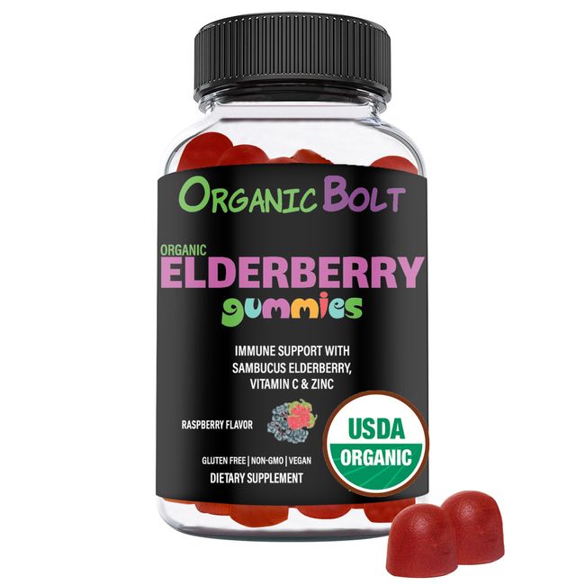 OrganicBolt USDA  Elderberry Gummies for Kids & Adults 150mg Sambucus Elderberry