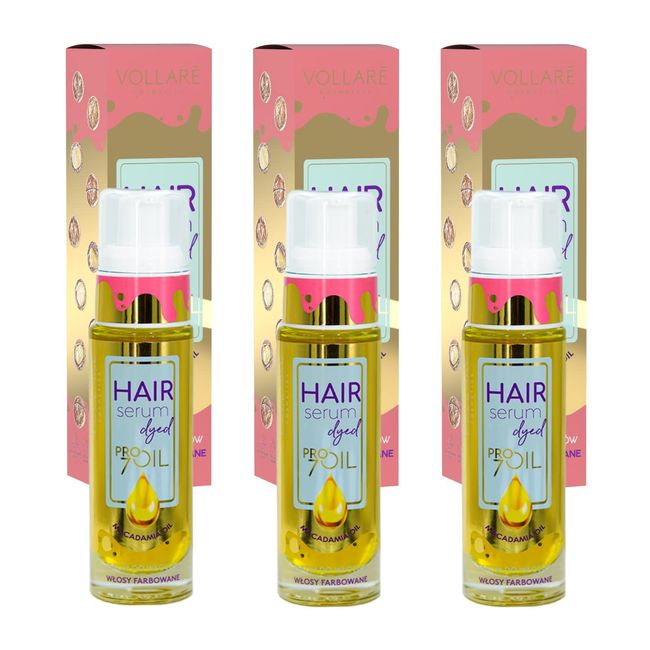 Vollaré Cosmetics | Haarserum Macadamia Öl (3x30ml) Haaröl | Haarpflegeserum für feines, zartes gefärbtes Haar | glättet die Haarstruktur, schützt die Haarfarbe vor dem Verblassen