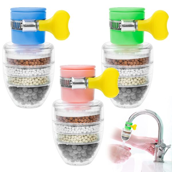 Water Filter, Pack of 3 Tap Filters for Drinking Water, Faucet Descaler Attachment for Kitchen, Sink, Home Bathroom