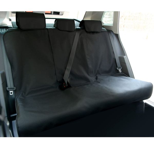 TanYoo Car Seat Covers Waterproof Seat Covers for Rear Seats, For Light/Regular Vehicles, Rear Seat, Anti-Shift, PVC Coating, Apron Type, Compatible with Seat Veld, Seat Protection, Buckles, Improved Seats, Black