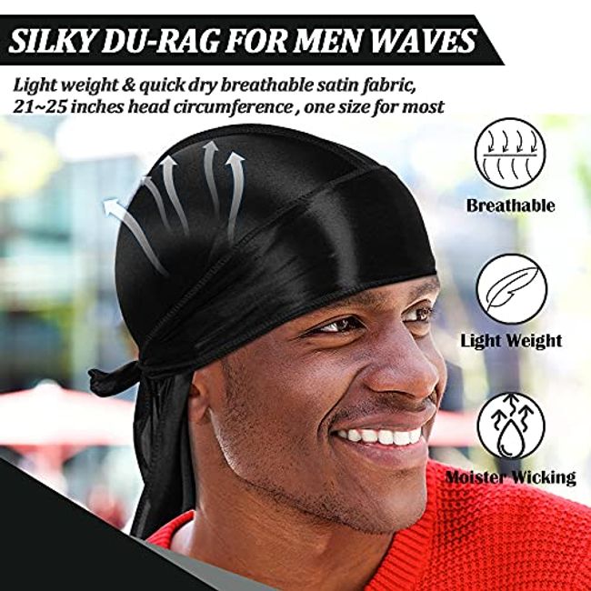 4 Pcs Velvet Durags for 360 Waves, Silky Doo Rag Durag Head Wraps with  Extra Long Tail and Wide Straps for Men Women at  Men's Clothing store