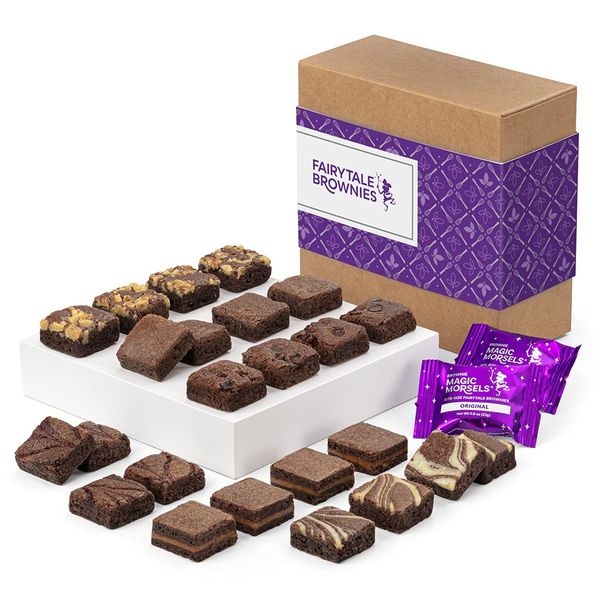 Fairytale Brownies Magic Morsel 24 Individually Wrapped Gourmet Chocolate Food Gift Basket - 1.5 Inch x 1.5 Inch Bite-Size Brownies - 24 Pieces - Item CF424