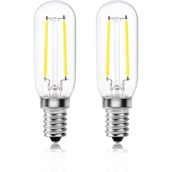 DoRight LED Cooker Hood Light Bulbs, 4W E14 Small Edison Screw SES Extractor Hood Light Bulb T25 Tubular Filament Bulb Cool White 6000K 40W Equivalent for Fridge, Chandeliers (Non-dimmable, 2-Pack)