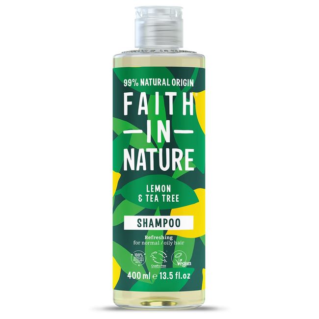 FAITH IN NATURE %99 Doğal Ferahlatıcı Şampuan Normal & Yağlanmaya-Kepeğe Meyilli Saçlar İçin ( Limon & Çay Ağacı, 400 ml)