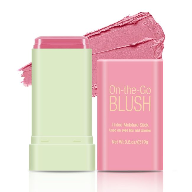 Boobeen Blush for Cheeks, Multi-Use Makeup Blush Stick Waterproof Long Lasting Tinted Solid Moisturizer Stick for Eyes Lips and Cheek, Soft Thin Blush Stick for Blends Perfectly onto Skin