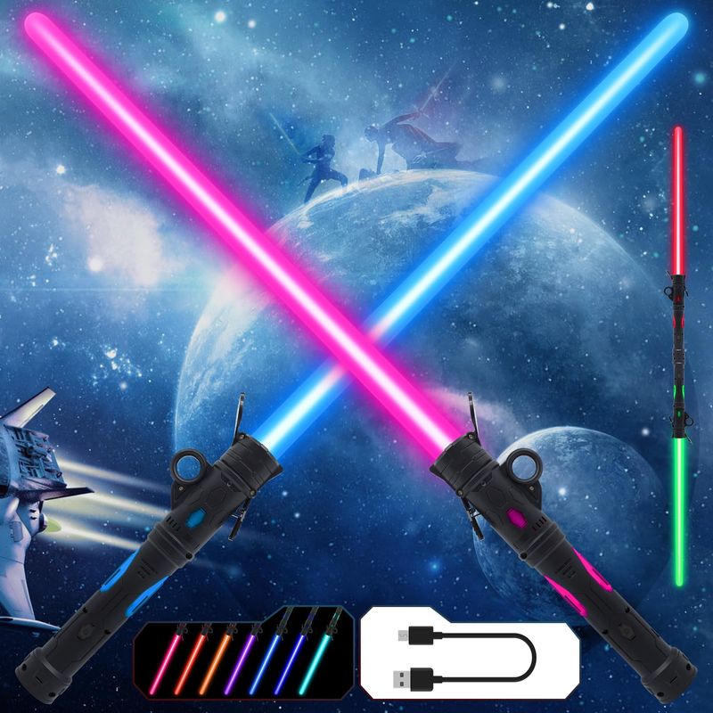 Gianby Light up Saber for Kids Adults, 2-in-1 LED Dual Light Swords Set ...