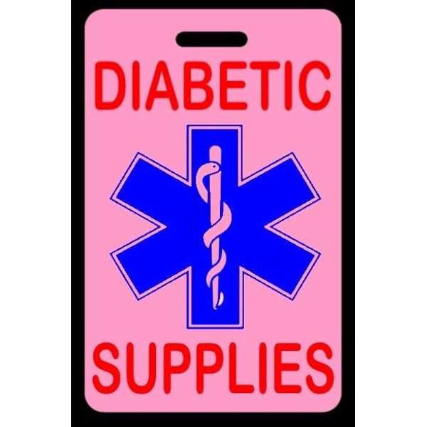 Pink DIABETIC SUPPLIES Luggage/Gear Bag Tag - FREE Personalization - New