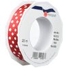 Präsent - Polka Dots Wired & Printed Ribbon Red 25 mm Width, 20 m Length