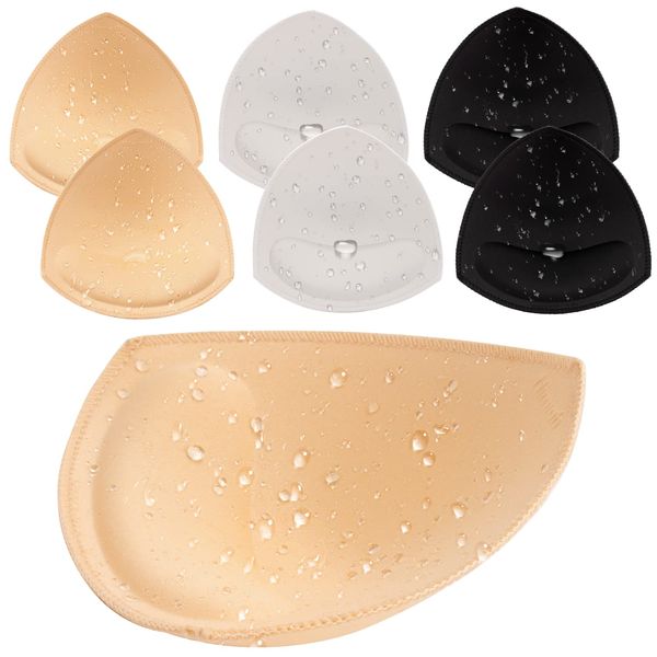 Nimiah Waterproof Bra Pads Inserts Push-up, 3 Pairs Bathing Suit Padding Inserts Fits AB Cup | Removable Womens Breast Replacement Inserts for Swimsuit Bikini Dress Sports Bra