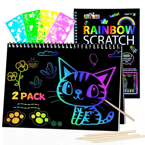 OSLINE Arts and Crafts for Kids Ages 3-5-10 Girls Boys,Rainbow Scratch Paper Art Notebooks,Art Supplies Kit for Kids Gift,Kids Party Favor Toys for 4-8 Year Old,Easter Birthday Gifts for Kids 6-12