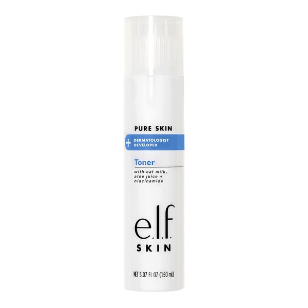 e.l.f. Pure Skin Toner, Gentle, Soothing & Exfoliating Daily Toner for A Smoother-Looking Complexion, Made with Oat Milk, Aloe Juice & Niacinamide, 6 oz