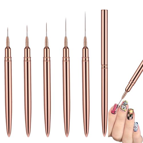 5 Pcs Snail Art Brushes, Nail Brush for Nail Art, Nail Liner Brush, Fine Line Nail Art Brushes Tool Set for Striping Long Lines Gel Polish Painting (7/9/11/15/25mm)