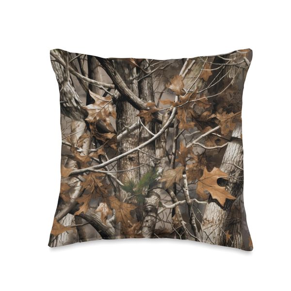Camouflage Pattern Tactical Hunting Bushcraft Real Tree Camo Throw Pillow