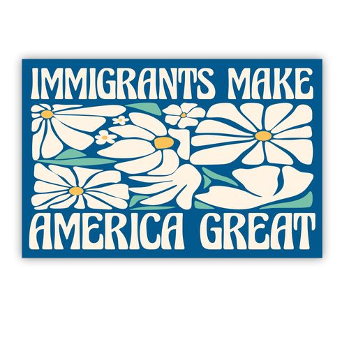 BAVAHA [18"x12"] Immigrants Make America Great Yard Sign Pro Immigration Immigrants Protest Flag Resist Flag Gifts Outdoor Home Decorations (Double Sided/Plastic/Metal H Stake)