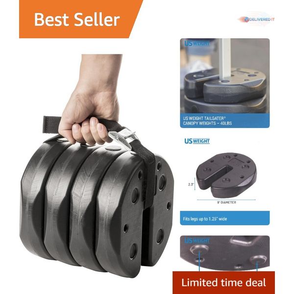 Canopy Weights Set of 4 Heavy Duty 40 lbs No-Pinch Design for Tent Security