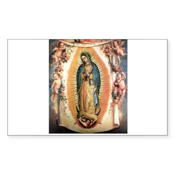 CafePress Our Lady Guadalupe with Angel Sticker (Rectangular Rectangle Bumper Sticker Car Decal