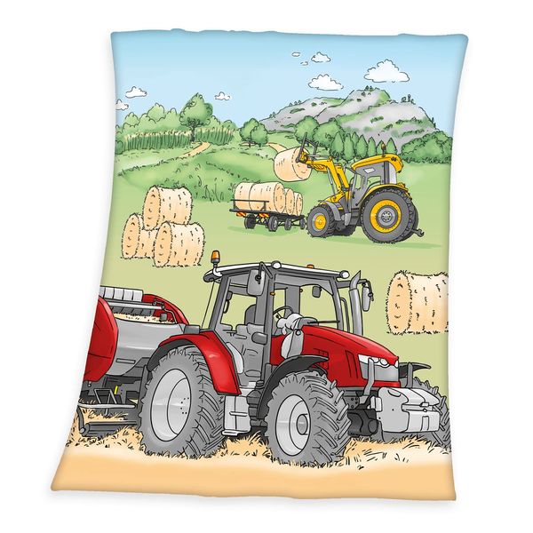 Herding Tractor Fleece Blanket, 130 x 160 cm, 100% Polyester, Fleece