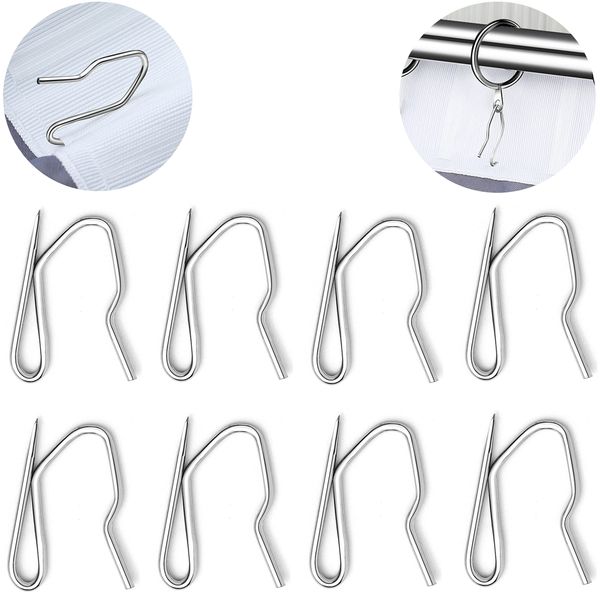 Curtain Hooks Metal Curtain Hooks Drapery Pin Hooks for Window Curtain,Door Curtain and Shower Curtain 100 PACK（Sliver)…