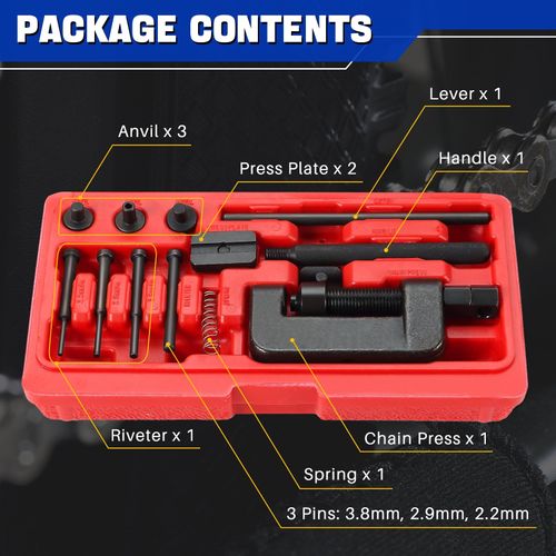 DASBET Chain Breaker Rivet Cutter | Chain Breaker 13Pcs Bike Motorcycle Cam Drive Set with Carrying Case Chain Cutter and Riveter for Motorcycle, Bike, ATV
