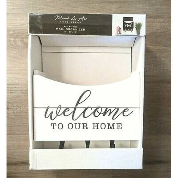 Mash & Air Home Decor Welcome To Our Home Wood Mail Organizer Key Rack