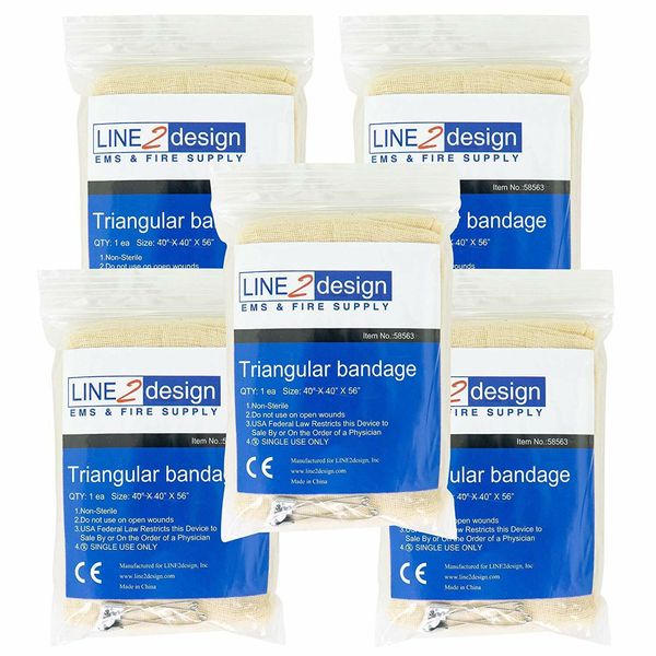 LINE2design Triangular Bandage - EMS Emergency First Aid Arm Bandages Pack of 5