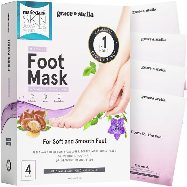 4 PAIRS FOOT PEEL MASKS COCONUT - MOISTURIZING FOOT MASKS THAT REMOVE DEAD SKIN