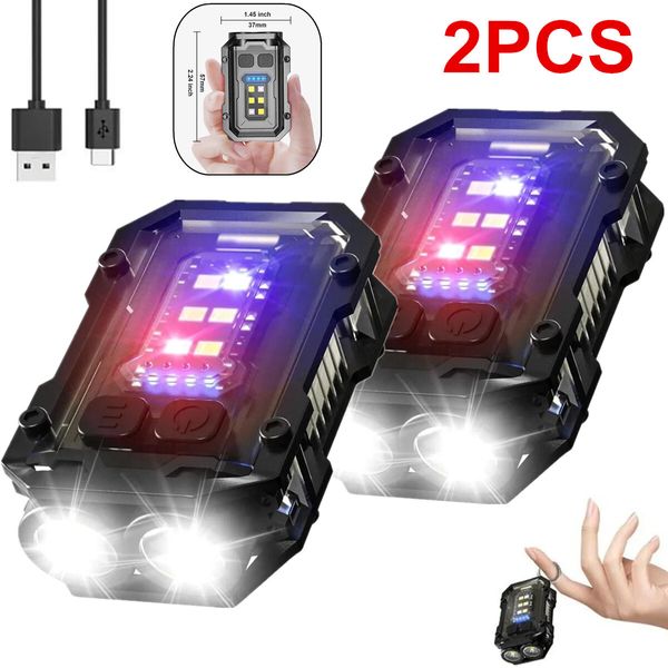 2PCS Rechargeable Mini EDC Keychain Flashlight Compact Pocket COB Light Night US
