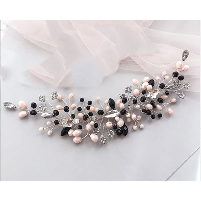 Unicra Braut Hochzeit Haar Rebe Rosa Strass Silber Braut Stirnband Kopfschmuck Kristall Haarschmuck für Frauen und Brautjungfer