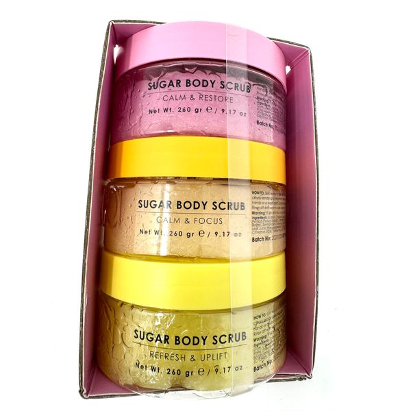 Ciroa sugar body scrub trio calm & restore calm & focus refresh & uplift