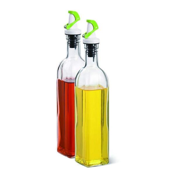 Elemental Kitchen Glass Oil & Vinegar Bottles Cruet Set w Auto Open Lid FAST J34