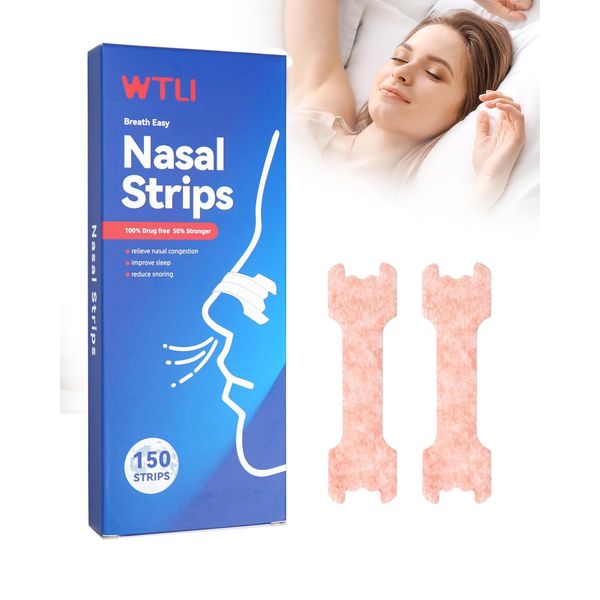 Nasal Strips 150 Pcs Nose Strips Anti Snoring Devices, Relieve Nasal Congestion Caused by colds, Allergies, Snore Stopper for Sports and Sleep, Residue-Free Removable Drug-Free Snoring Strips