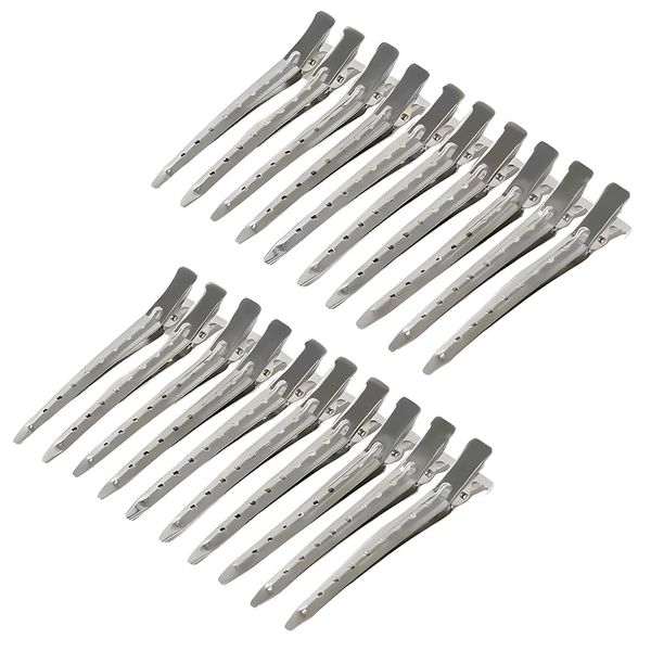 WBZOWRB 20 Stück Hair clips 9 cm haarclips damen haarspange silber Haarklemmen Friseur Alligator Clips Metall Haarspangen für Haarklammern Damen Spangen Friseursalon Mädchen Haarstyling DIY