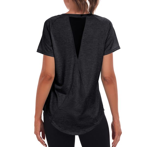 Jlowesun Sportshirt Damen Locker, Leichtes Atmungsaktiv Funktions Back Mesh Sport Tops FüR Damen, Rundhals Lang Sport Shirts FüR Damen Passend für Fitness Laufshirt Yoga S