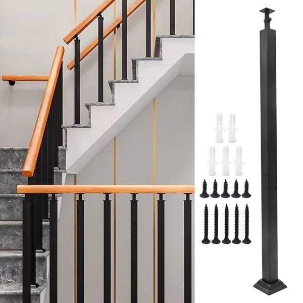 33.4''/85cm 270° Angle Bracket Iron Stair Post Suitable for Deck, Balcony, Stair